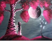 FAIRY ART PRINT beautiful night sky 5x7 Erback Fairies Faery Tale Pink Landscape Fantasy Surreal