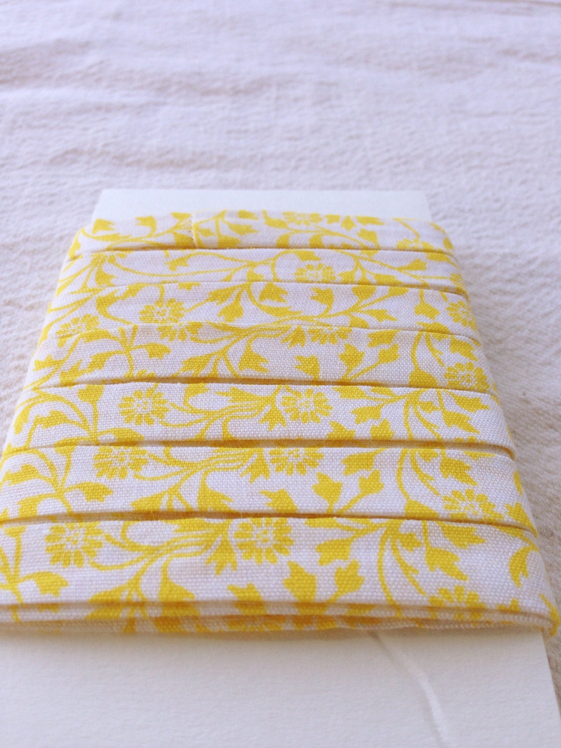 1/2 inch Double Fold Cotton Edging -- Yellow and White Flowers -- 4 yards