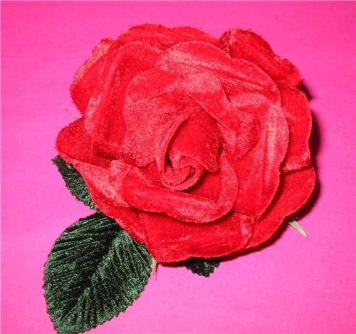 Vintage Style Velvet Millinery Flower Perfect Red Rose