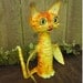 Smaug, Winged Orange Tabby Cat Dragon Fairy Angel Figurine Sculpture paper clay paper mace mixed media