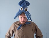 Plush Squid Hat - Small Blue Tie-Dye Fleece
