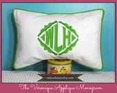 The Veronique Applique Framed Monogrammed Pillow Cover - 14 x 20 lumbar