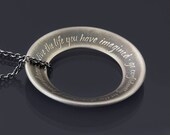 Open Circle Thoreau Necklace - Inspirational Etched Silver - Go Confidently in the Direction of your Dreams Pendant - Graduation Gift