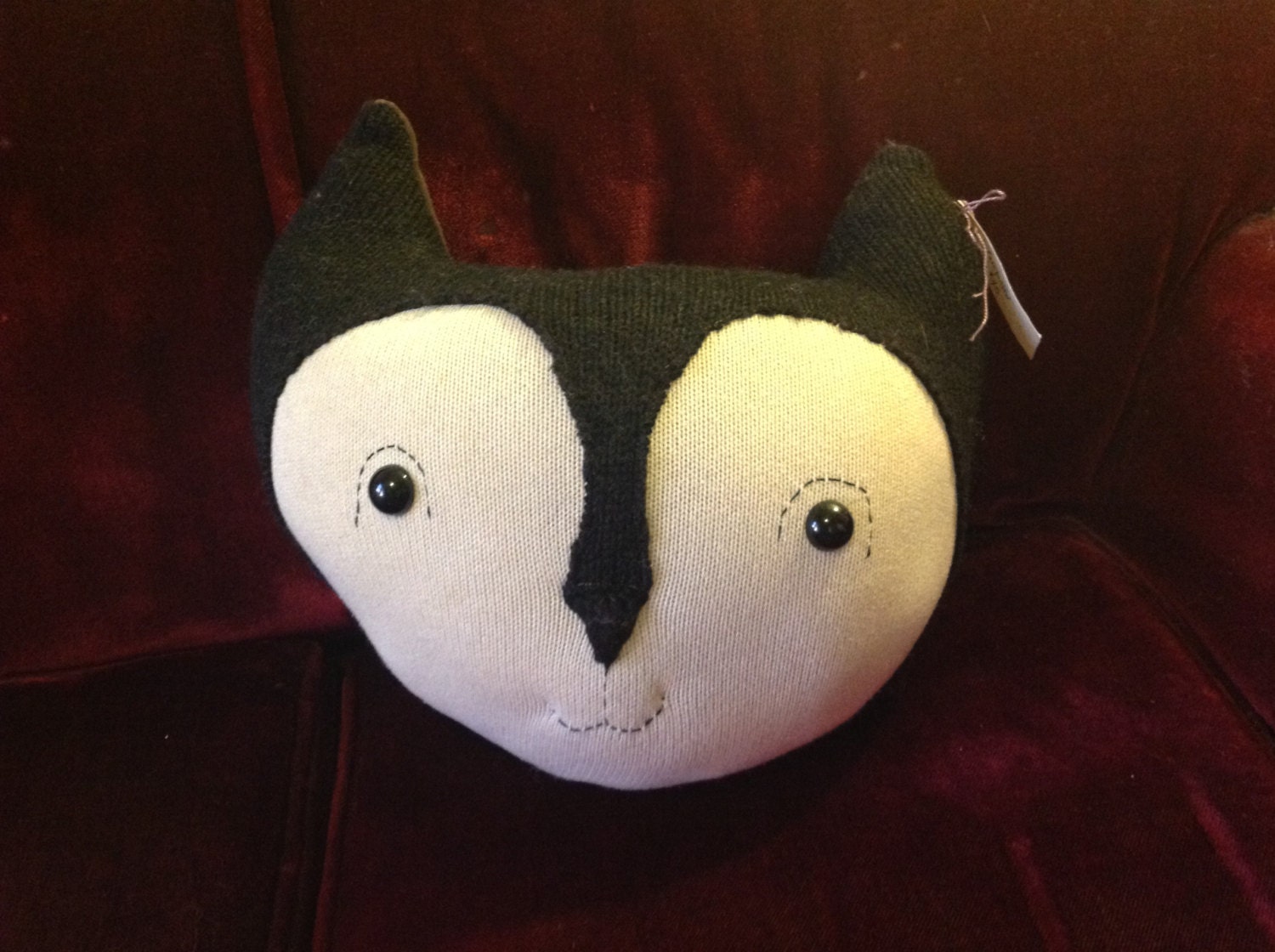 Fox head pillow made from sweaters