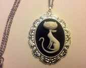 Cat, Cat cameo, Retro cat,retro kitty, kitty, cat necklace, ready to ship, gifts for her, cat necklace, retro, cat gift, crazy cat lady