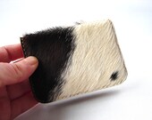 Card Wallet in Dark Mahogany and Creamy White Cow Hide