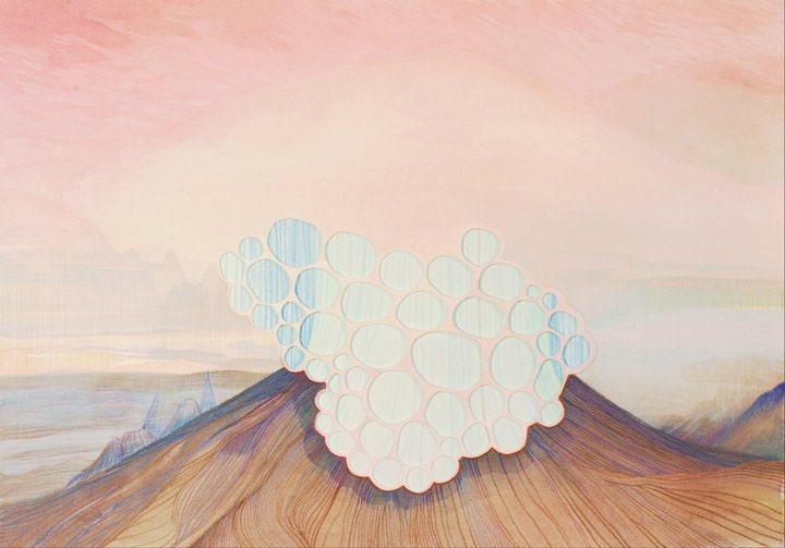 Original collage- multimedia - volcano cloud - Kendra Kinsey 