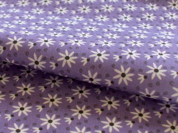 Dollhouse Small Print  Fabric - Daisies on Purple 10" x 10"