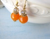 Orange and Teal Earrings with Gold Accents FREE SHIPPING