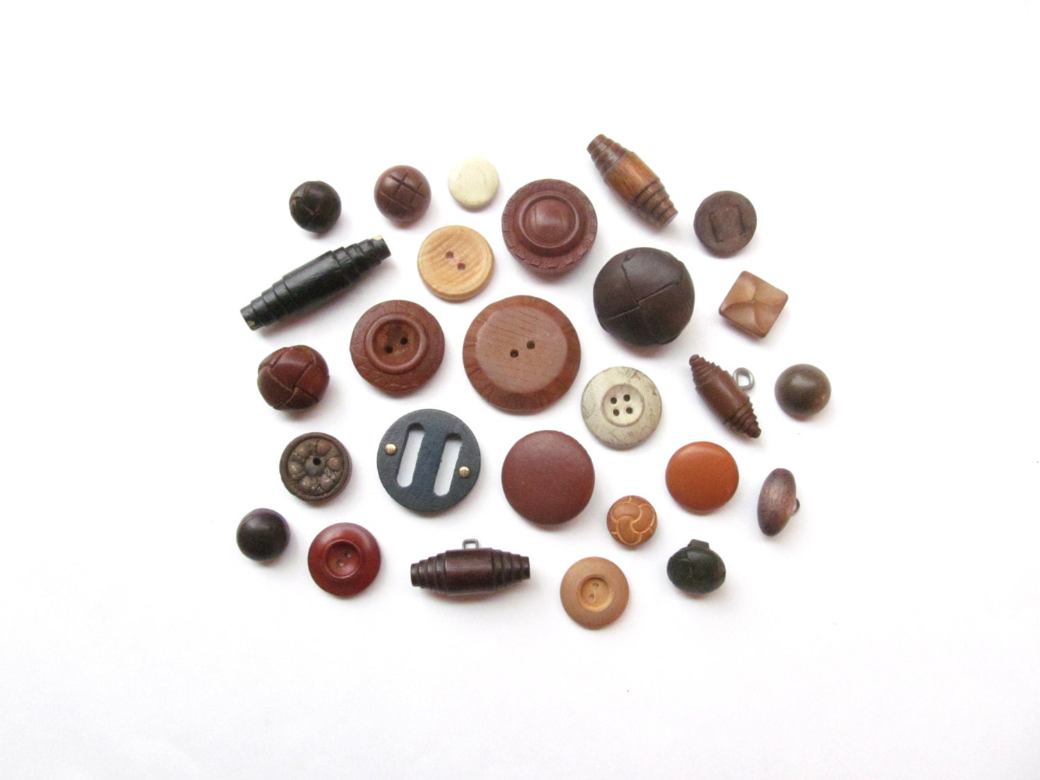 Vintage Buttons- Wood And Leather
