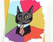 CAT MEME Business Cat A2 Folded Card with Coordinating Envelope