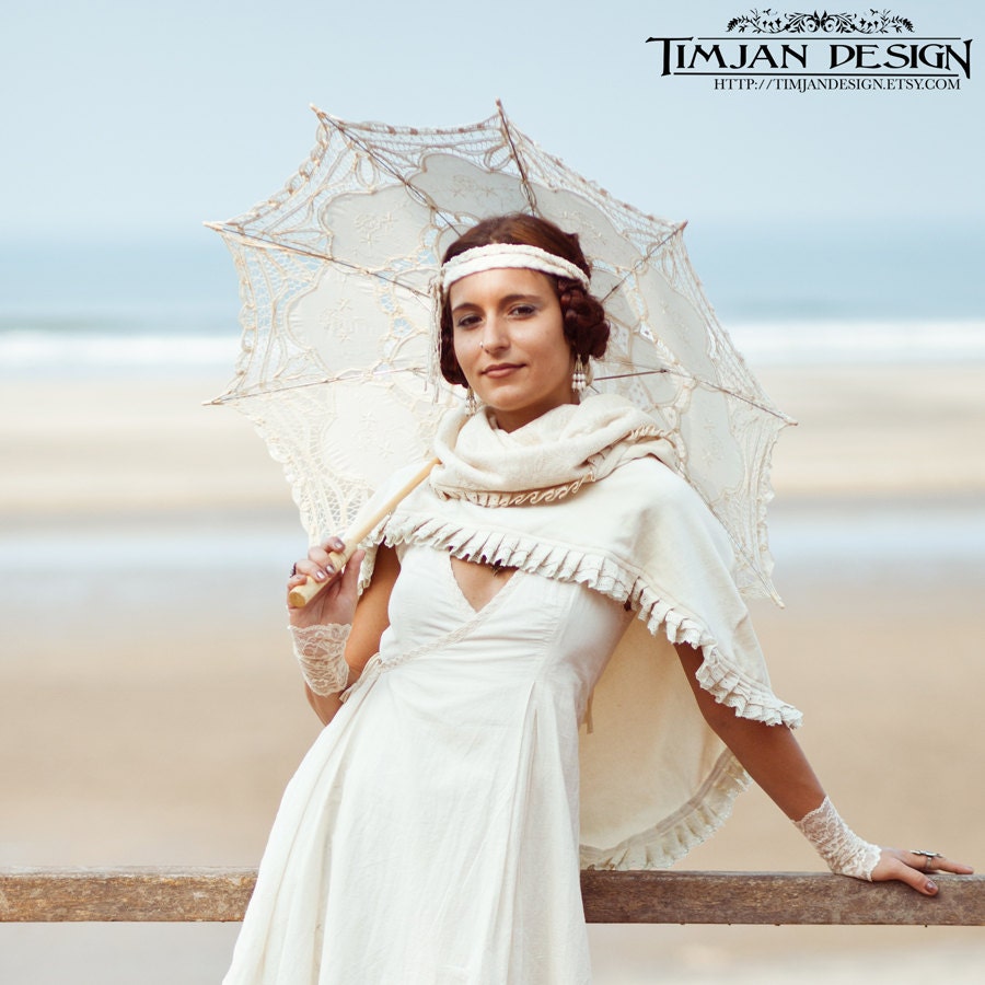 BRIDE HOODIE PONCHO - Wedding Hippie Faery Babydoll Cottage chic Cowl neck - Warm Shawl - Off white Cream