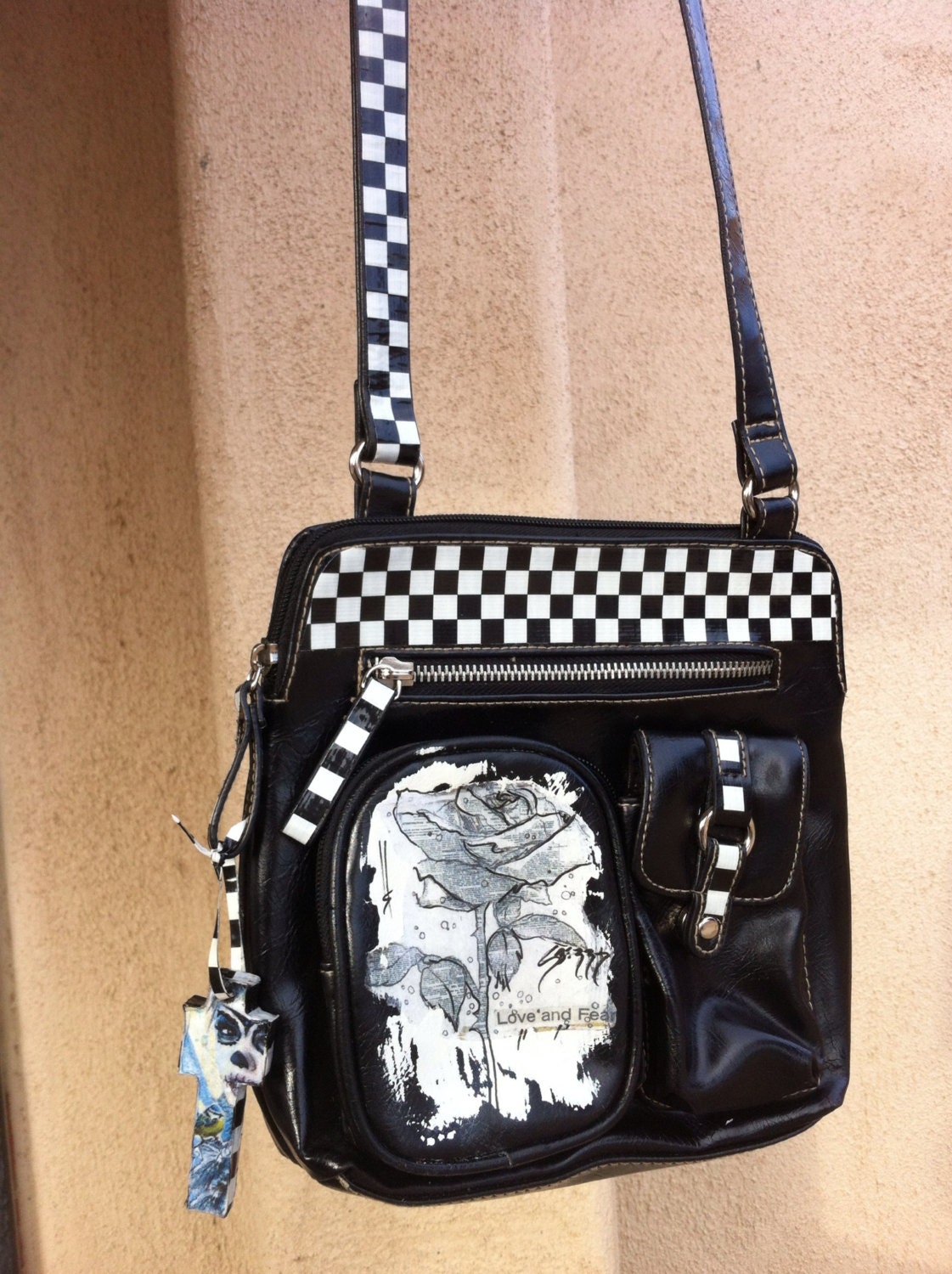 Hand painted Vintage shoulder bag by Jenny Berry for DANG Brooklyn