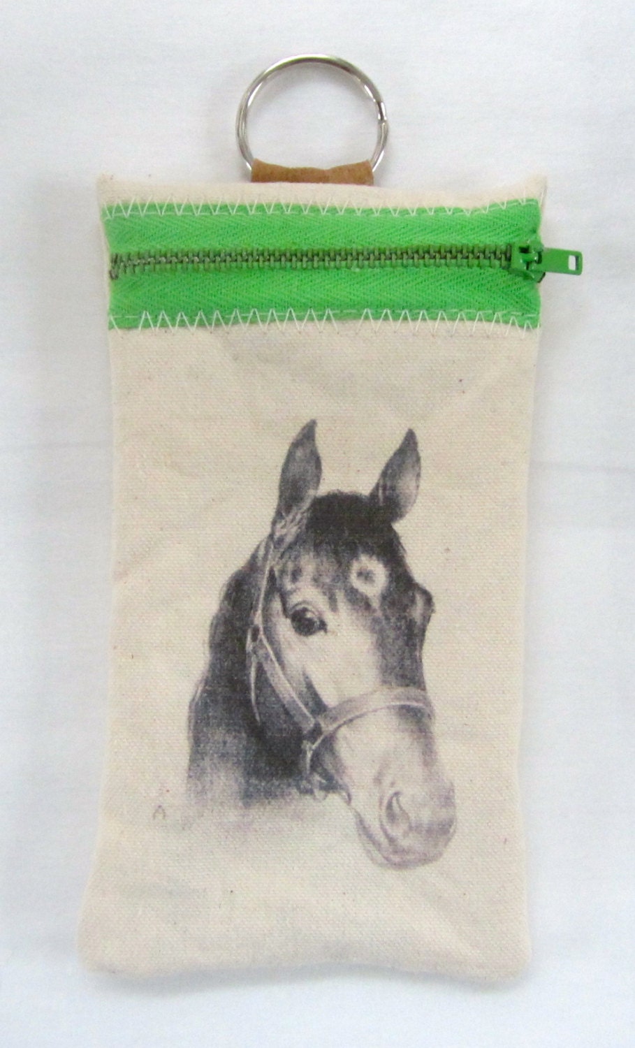 Horse portrait cell phone key ring wallet