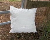 White Linen Pillow Throw Decorative Pillow Raggedy Deconstructed French Country Pottery Barn Style French Farmhouse Torn Edge Accent Pillow