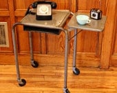 Vintage table - stand - typewriter table - typewriter stand - typewriter cart - industrial - gray