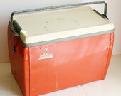 Vintage cooler - ice chest - Jubilee - metal - orange and white
