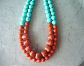 Orange Turquoise statement necklace