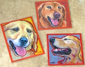 GOLDEN RETRIEVER Dog Art Magnets Set of Three by Lynn Culp