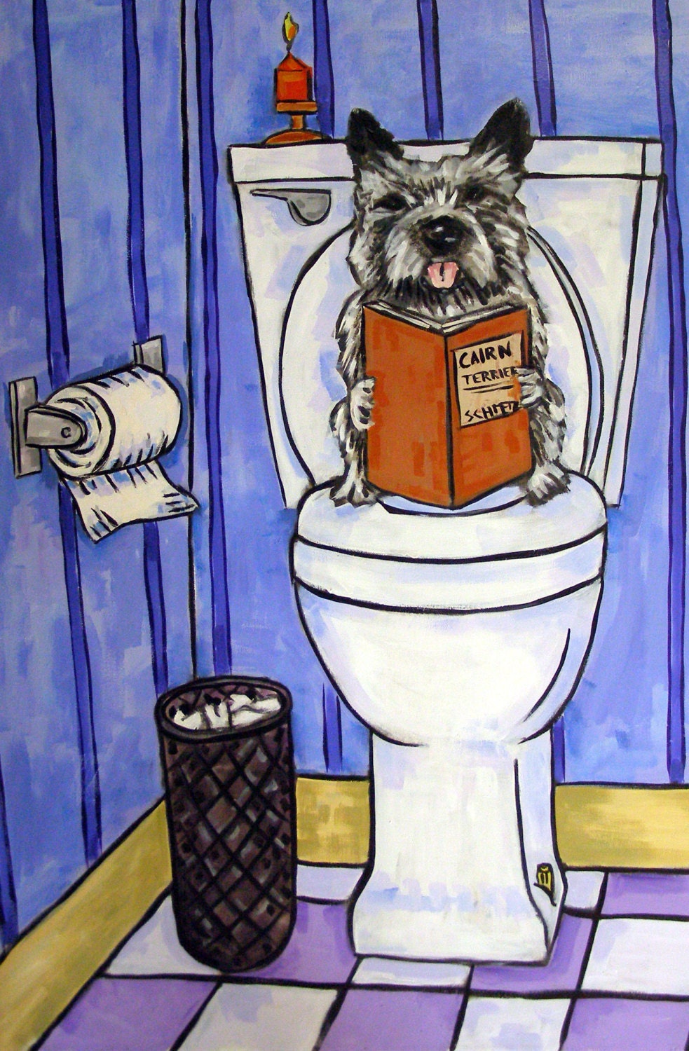 Cairn Terrier Bathroom art Dog PRINT 8x10 JSCHMETZ modern american folk art pop art abstract