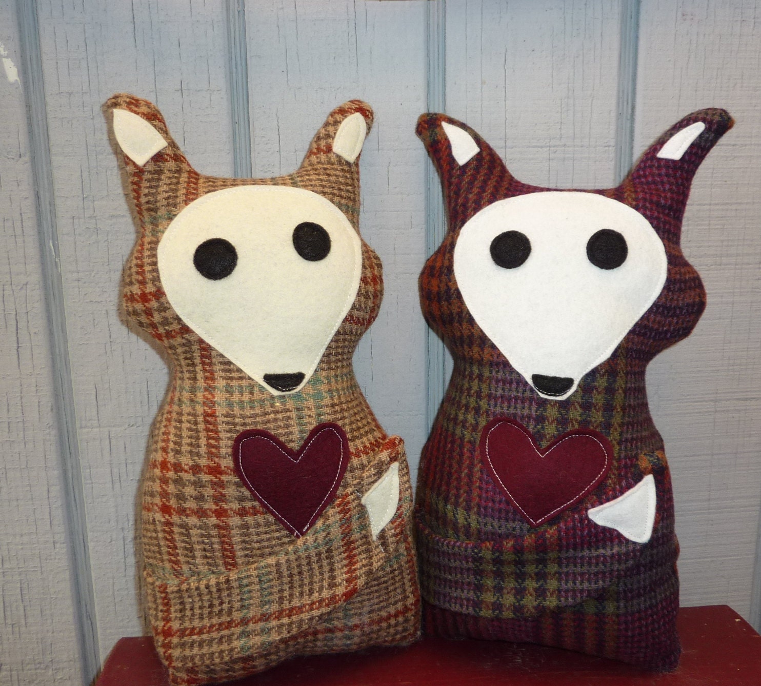 preCARIous burgundy plaid wool plush FOX