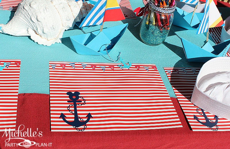 Set of 12 Mickey Mouse inpired Nautical Party Activity Placemats Il_570xn