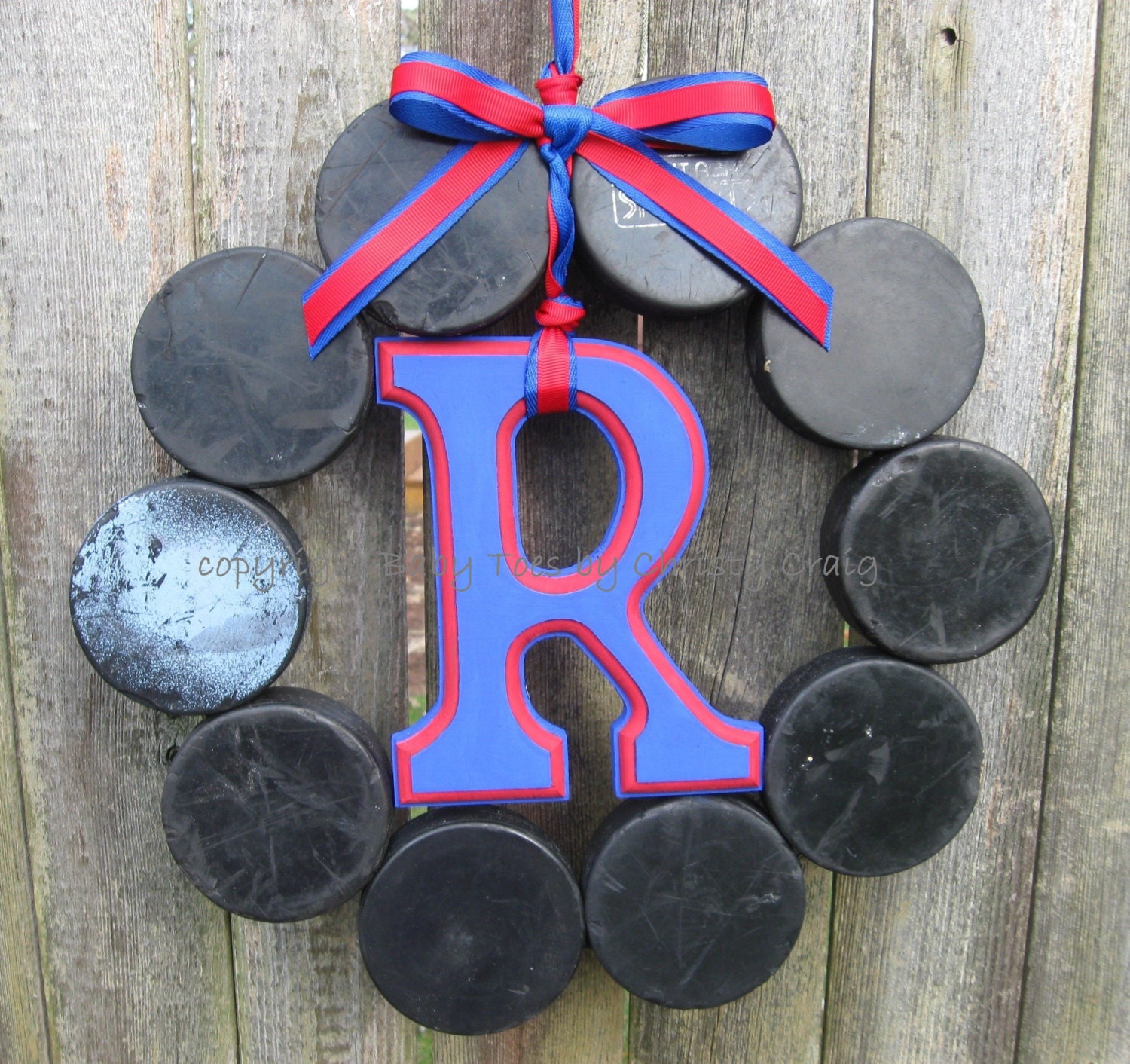 New York Rangers Hockey Love Wreath with Letter