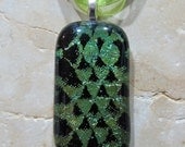 Fused Glass Pendant with ribbon necklace: Sidewinder
