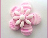 NEW Polymer Clay Bow Center Embellishment Pink Washed Flower