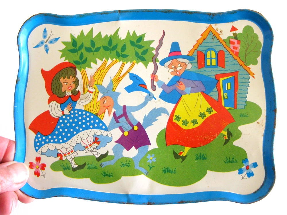 Vintage Tin Toy Tray, Little Red Riding Hood