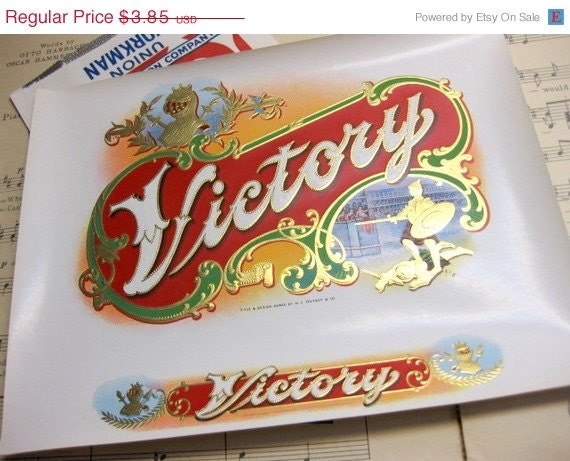 Pickers Sale. Vintage Victory, Large Cigar Box Labels (5), New Old Store Stock