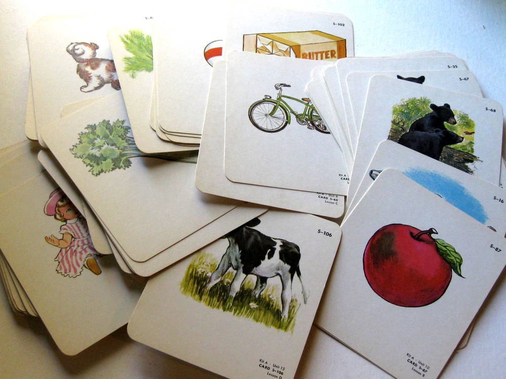 Reserved for Cheryl - Pickers Sale. Fabulous Large Picture Flash Cards Set of 32