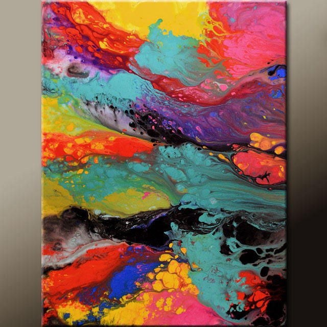Abstract Art Canvas Painting 18x24 Contemporary Rainbow Art Paintings by Destiny Womack - dWo - Beyond Imagination