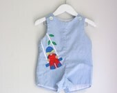 Vintage jonjon blue and white striped with swing appliqué