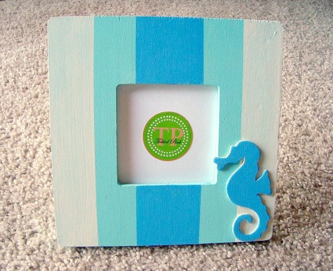 SALE - Beachy Keen Blue Seahorse Frame
