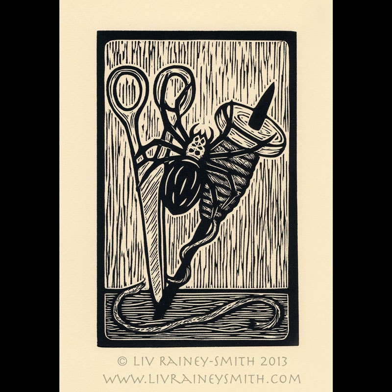 Spider woodcut limited edition Arcanum Bestiarum bestiary print