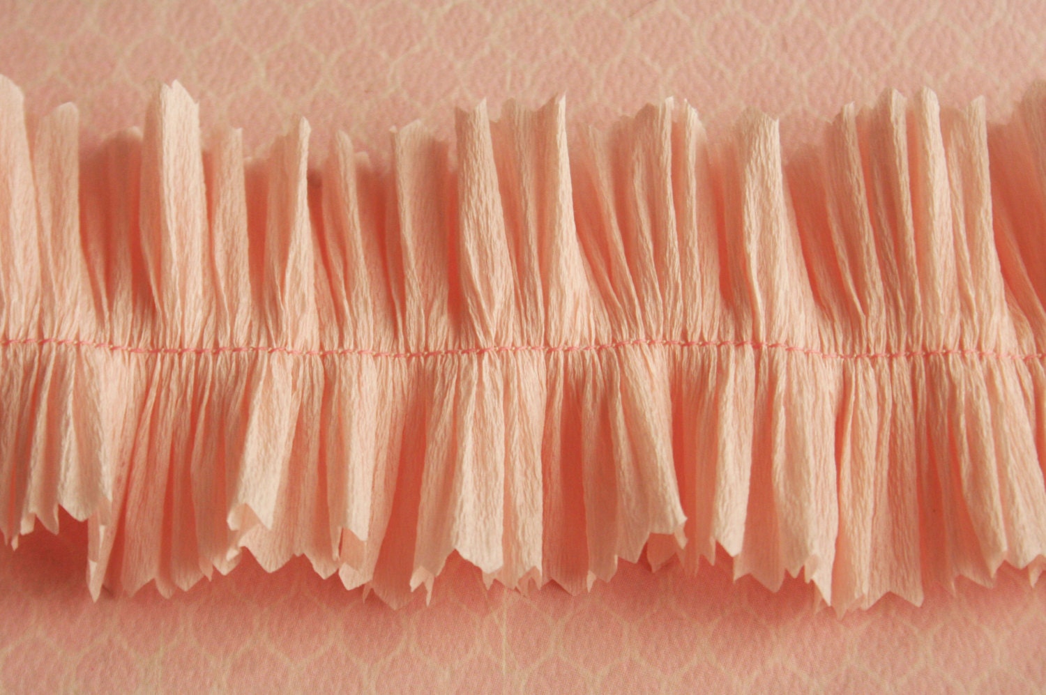 Vintage Ballet Pink Handmade Valentine Crepe Paper Ruffle Trim