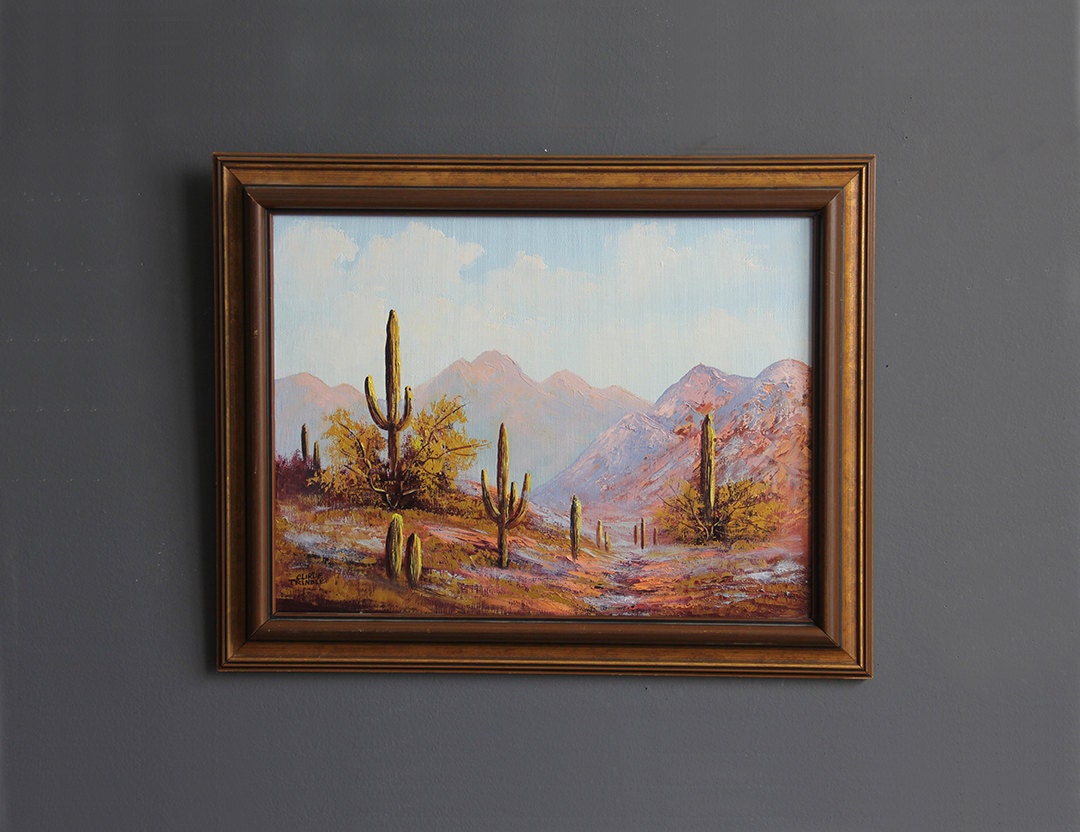 Desert Pastels Cactus Oil Painting