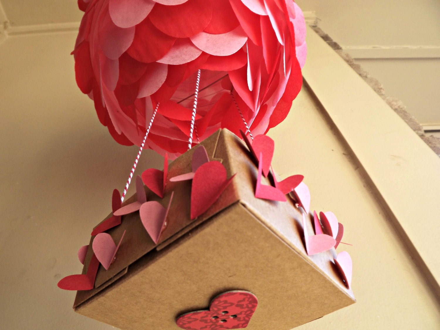 Pink and Red Hot Air Ballon Paper Lantern 10 inch for parties, showers and events