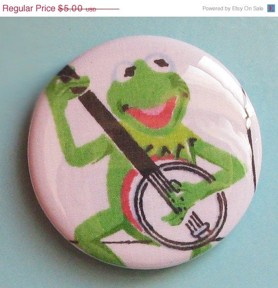 40% OFF sale bottle opener Kermit the Frog playing the banjo vintage fabric covered bottle opener