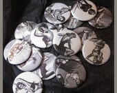 40% OFF sale pocket mirrors, now in black and white One Dozen Pin Up Girls fabric covered 2.25 inch mirror  NEW FABRIC