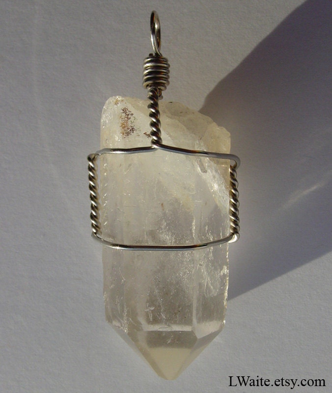 Wire Wrapped Healing Crystal Clear Quartz Point Pendant
