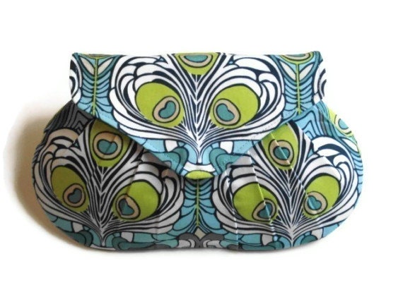 Bridesmaid Clutch, Peacock Purse, Blue Green Bag, Wedding Handbag