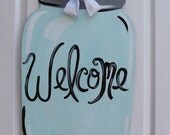 Southern Jar Wooden Door Hanger Art- Patriotic Peacock Original