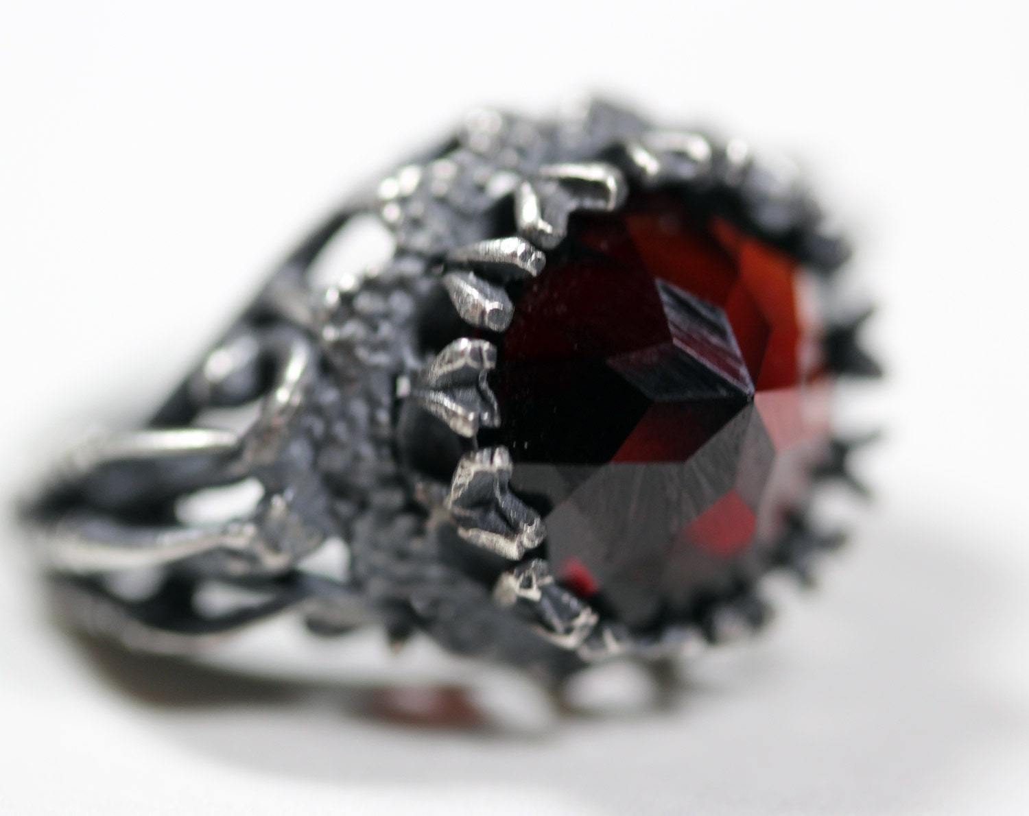 belonging to the darkness. sterling silver & garnet