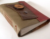 Boho Leather Journal or Sketchbook (lg)  - Large Oak Button