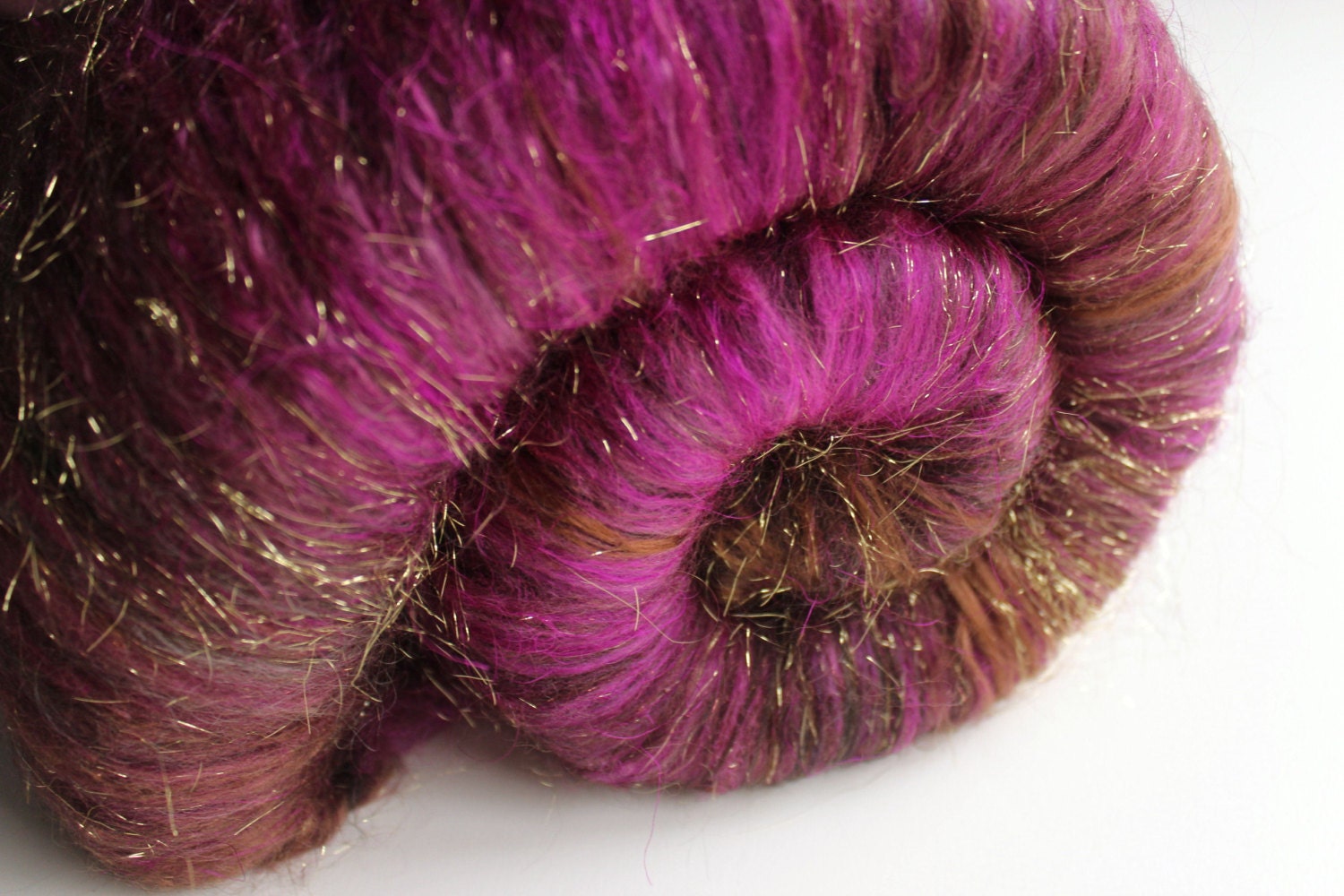 RESERVED for A.  Textured Art Batt Spinning Fiber 8 oz Organic Merino - Cormo - Mulberry Silk - Bamboo - Sari Silk  "Sweet Indulgence"