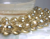 16mm Round Faceted Tan Chinese Crystal Glass Bead Strand 14pcs