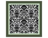 14" x 14" Black and White Damask No. 2 Pillow Cover Cross Stitch Pattern -- PDF