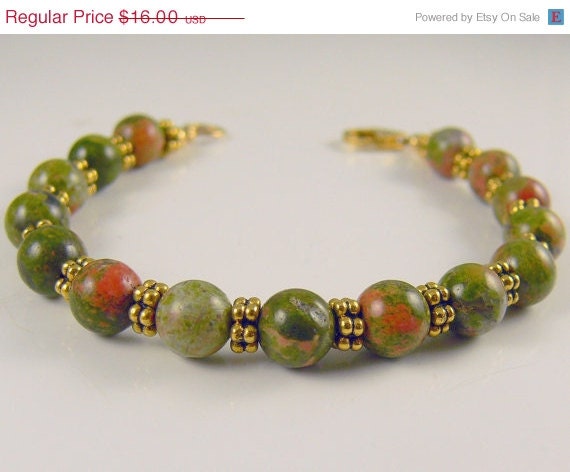 Vintage Gold Filled Ukalite Beads Bracelet